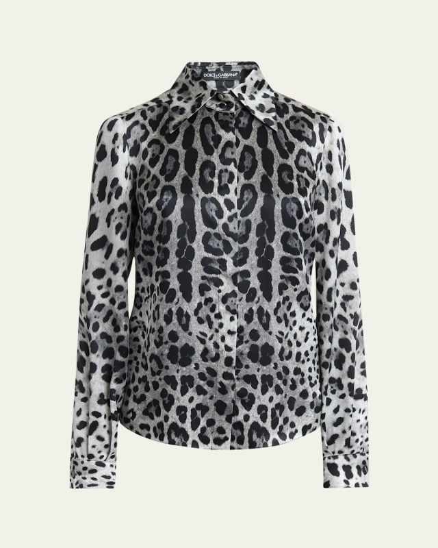 Animal Print Button Down Blouse